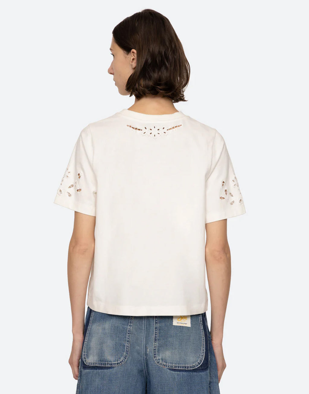 SEA NY T-Shirt Marie Ricamata in Cotone Bianca