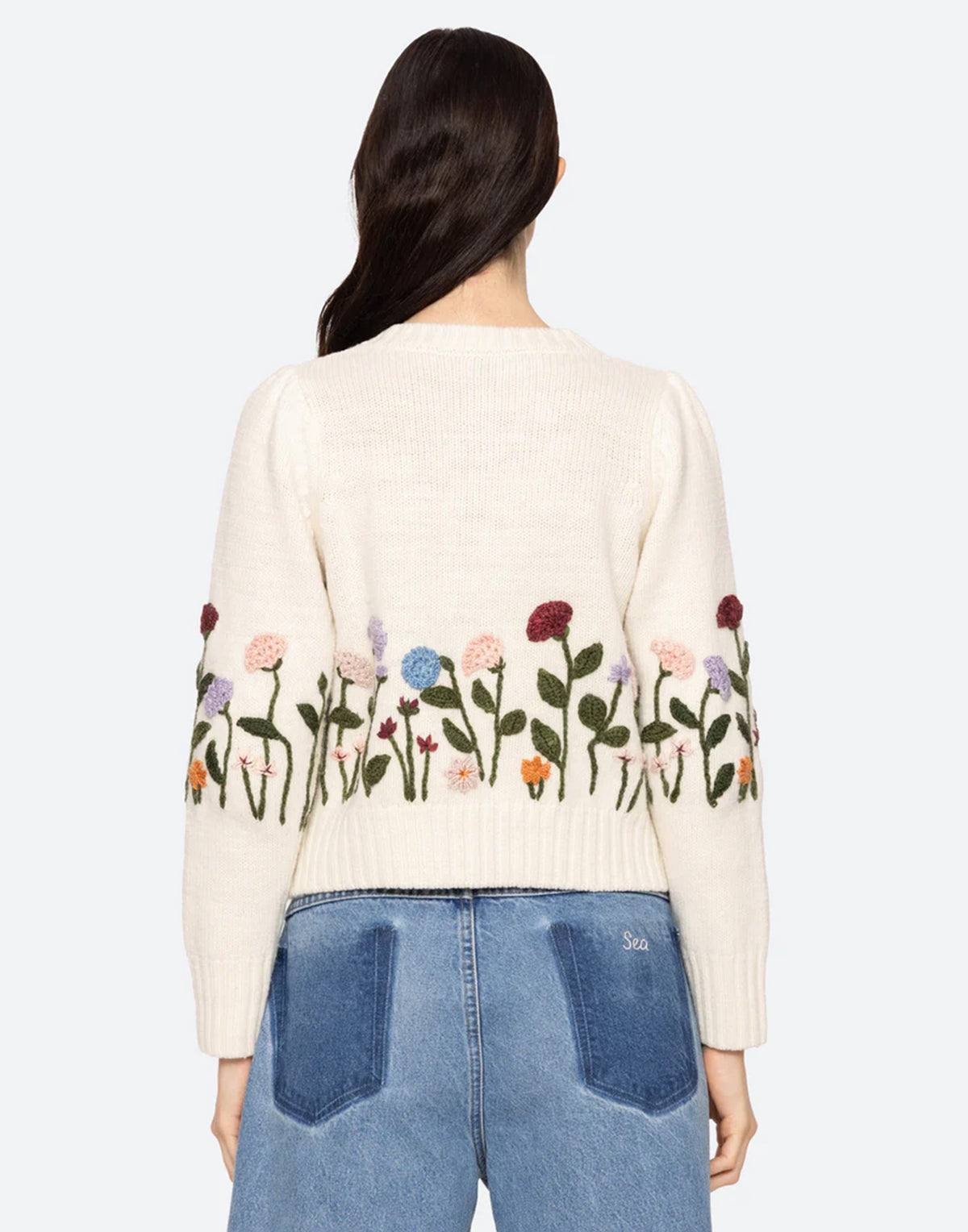 SEA NY Cardigan Wendie in Lana con Motivo Garden