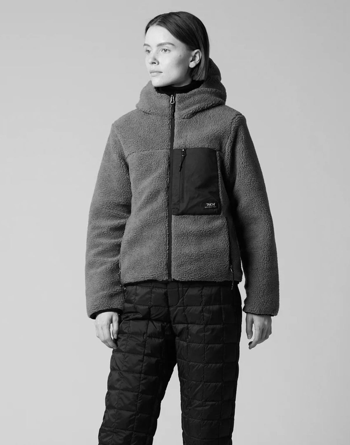 TAION Giacca Non-Down Mountain W-Zip Boa Hoodie Nera