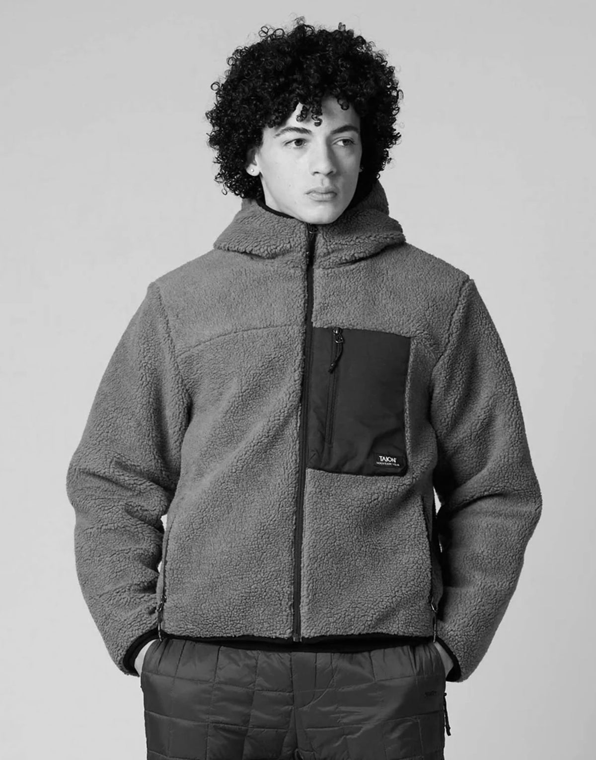 TAION Giacca Non-Down Mountain W-Zip Boa Hoodie Nera