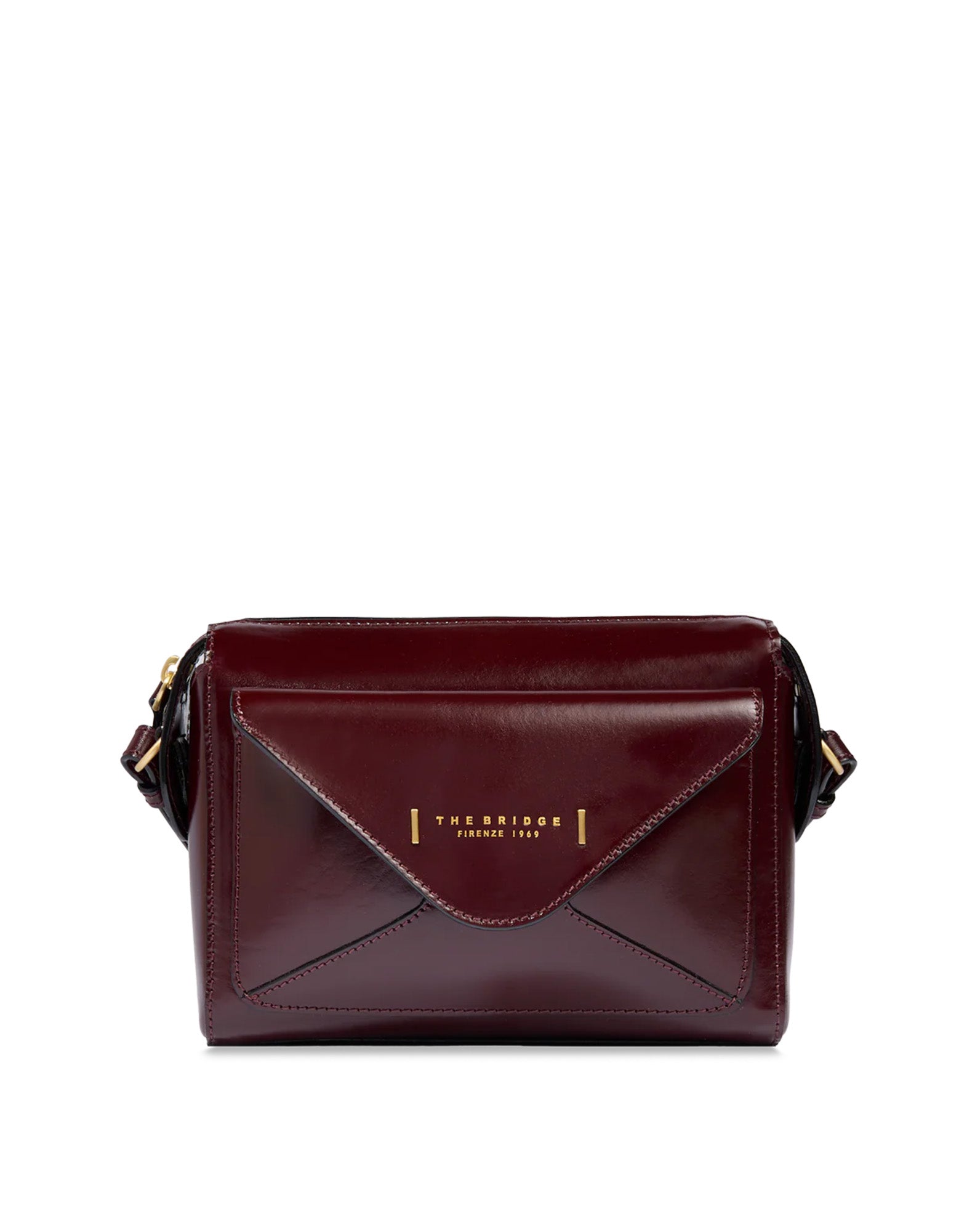 THE BRIDGE Borsa Tracolla in Pelle con Tasca Frontale Mosto