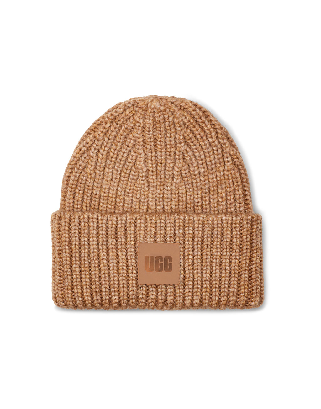 UGG Berretto a Coste in Maglia Grossa Camel