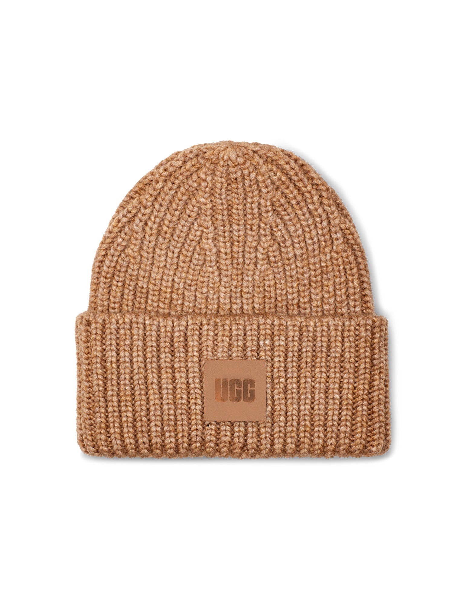 UGG Berretto a Coste in Maglia Grossa Camel