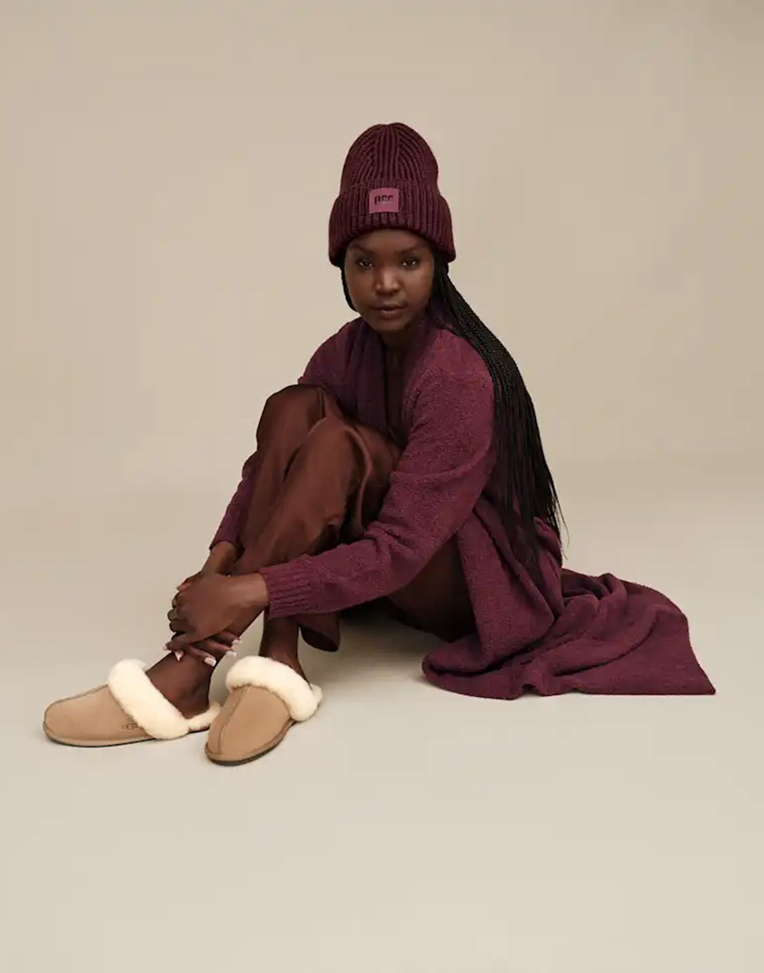 UGG Berretto a Coste in Maglia Grossa Wild Grape