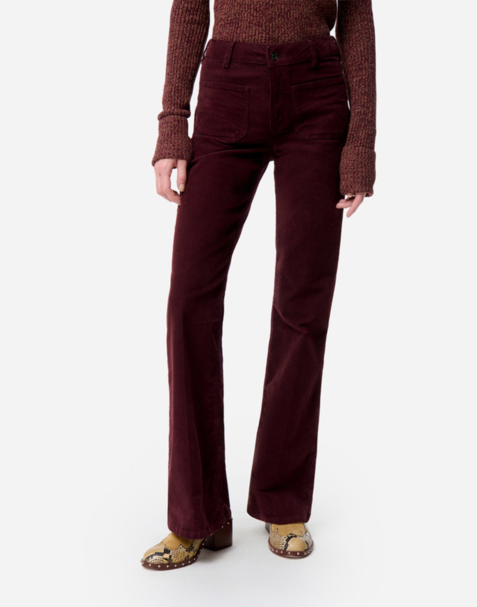 VANESSA BRUNO Pantaloni Dompay in Velluto a Coste Bordeaux
