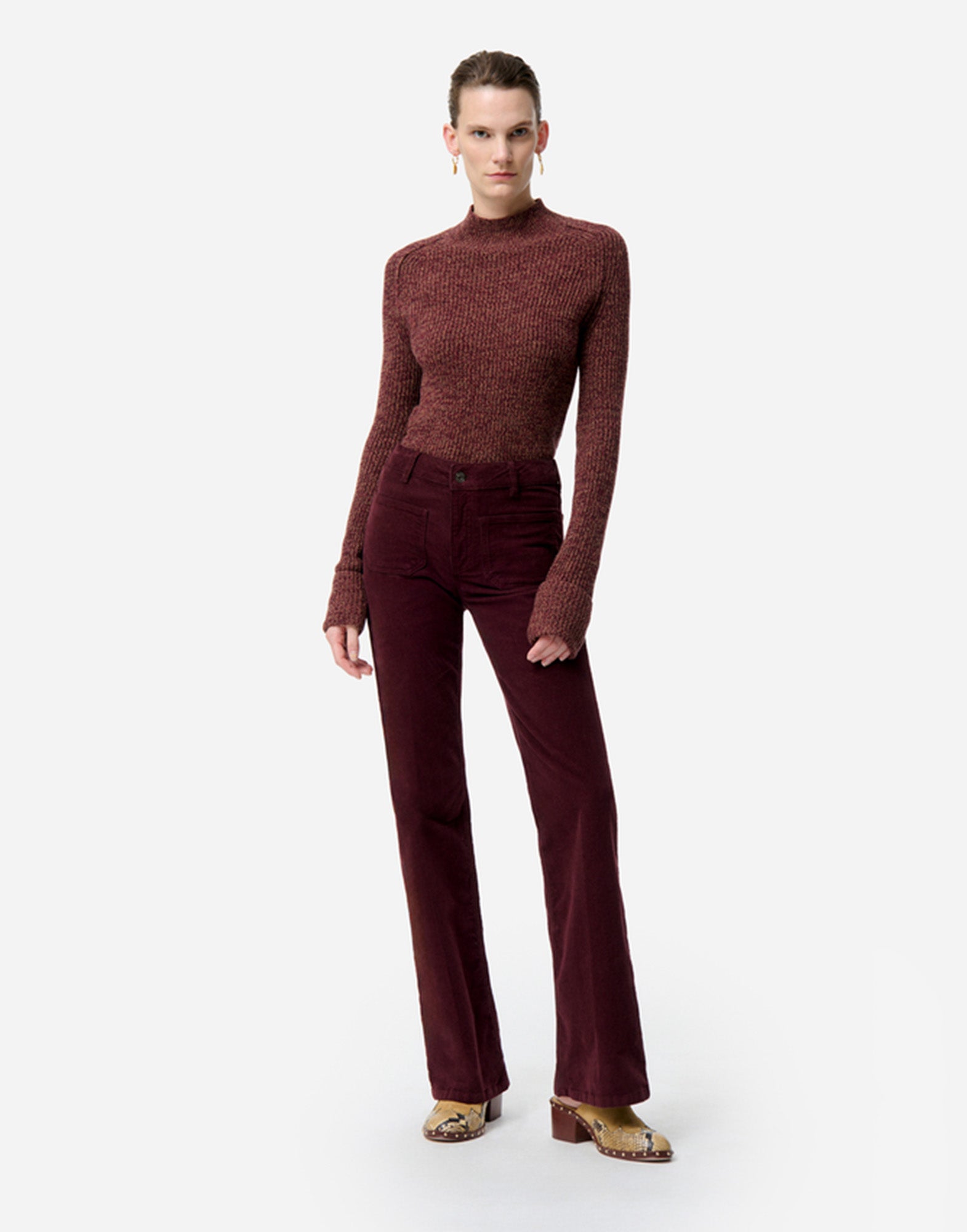 VANESSA BRUNO Pantaloni Dompay in Velluto a Coste Bordeaux