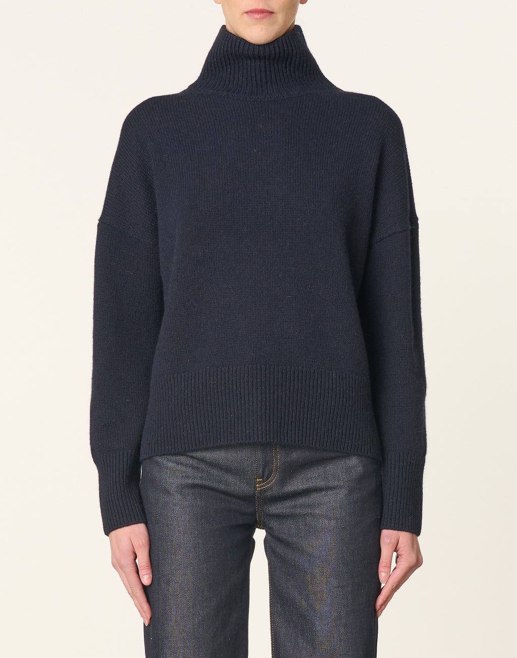 VANESSA BRUNO Maglione a Collo Alto Malo in Lana Merino e Yak Blu Notte