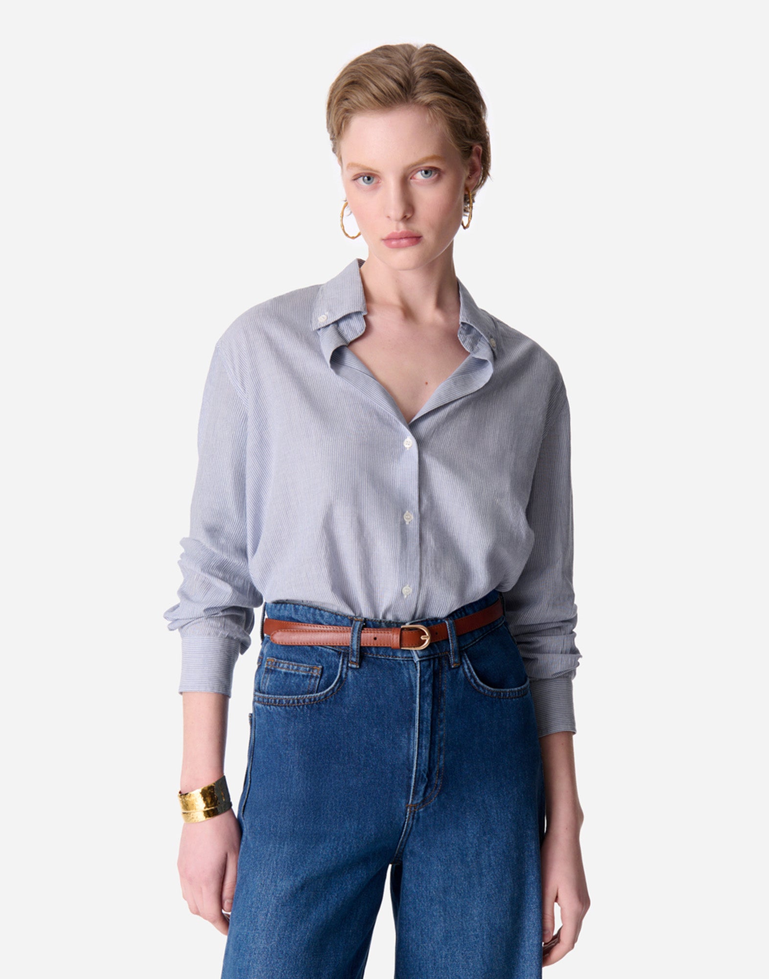 VANESSA BRUNO Camicia Druyat in Voile di Cotone a Righe