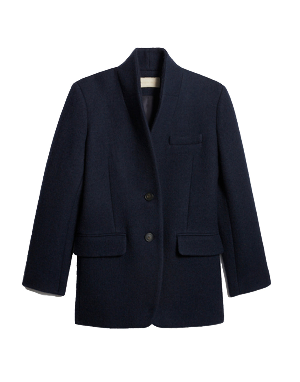 VANESSA BRUNO Giacca Dritta in Misto Lana Blu Navy