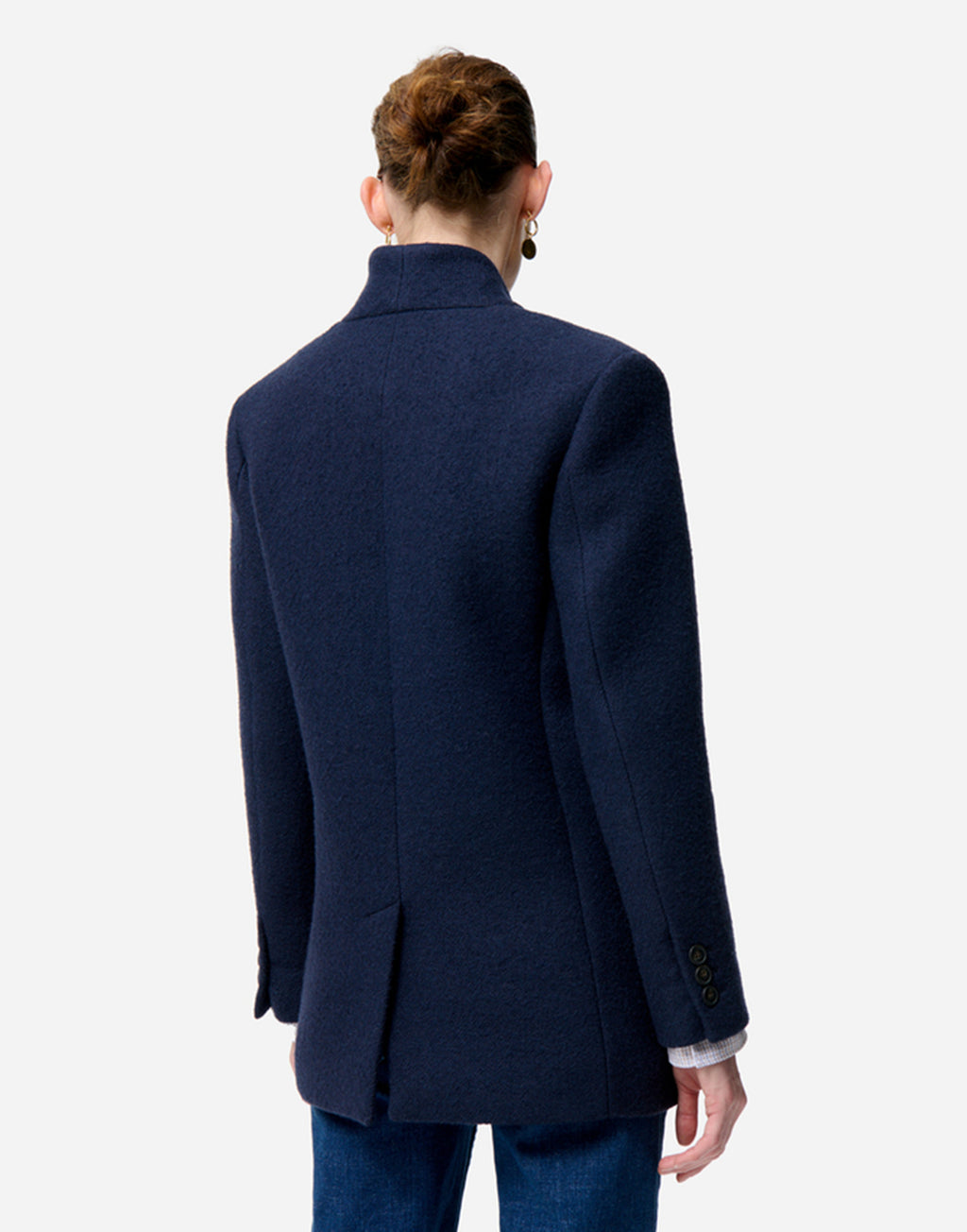 VANESSA BRUNO Giacca Dritta in Misto Lana Blu Navy