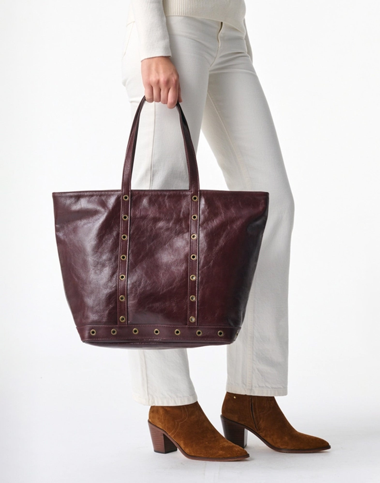 VANESSA BRUNO Borsa Tote Cabas L in Pelle con Zip Chocolate