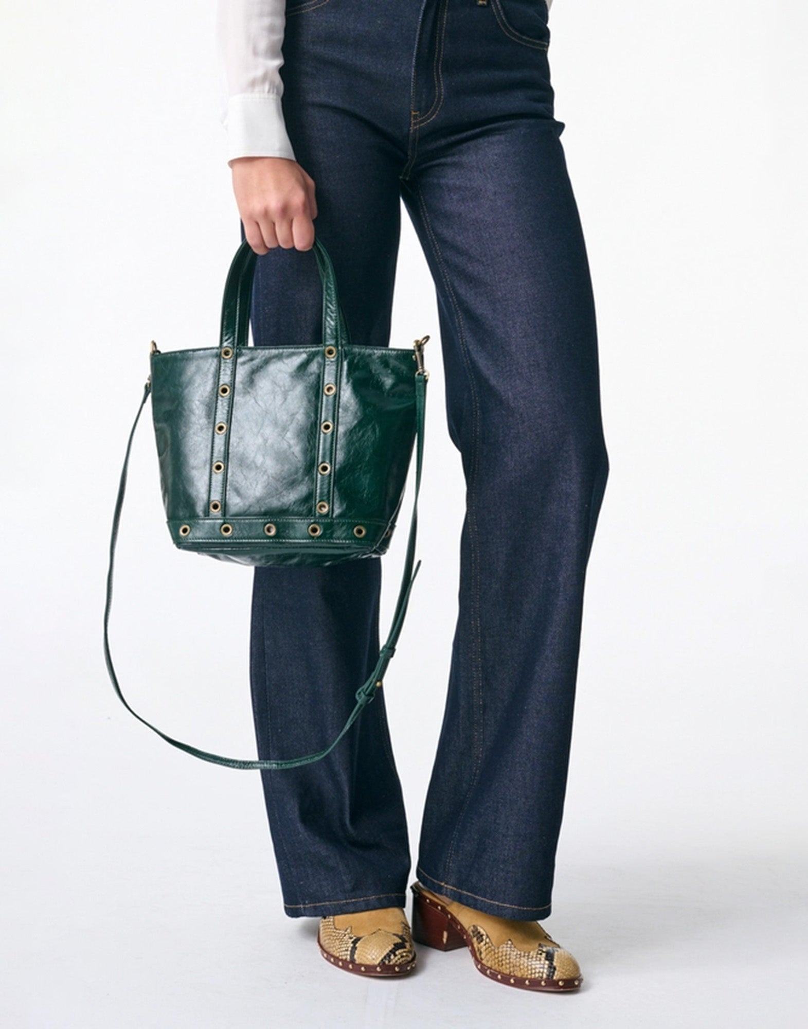 VANESSA BRUNO Borsa Tote Cabas S in Pelle Forest