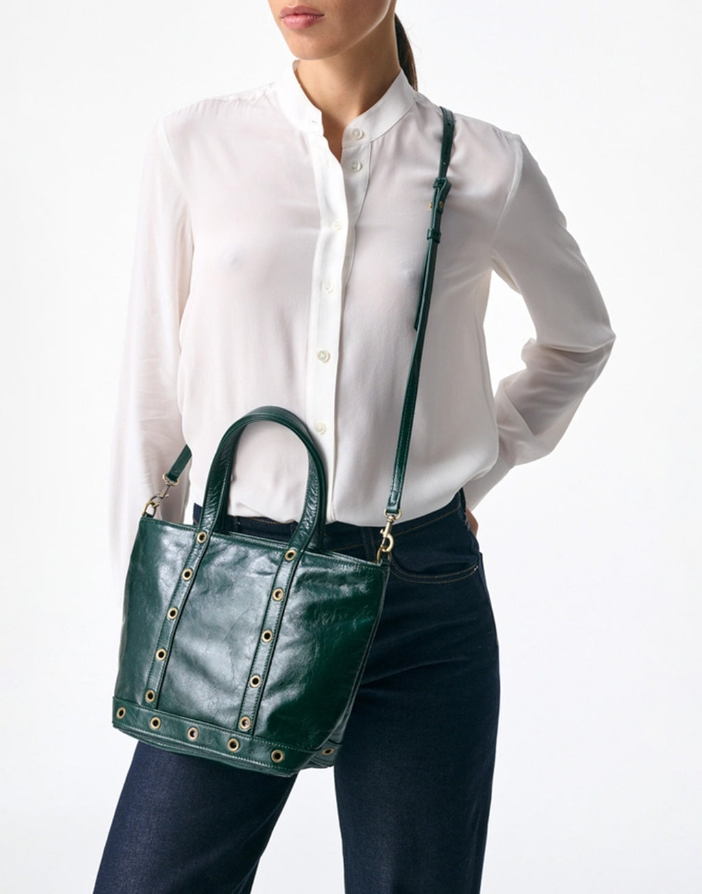 VANESSA BRUNO Borsa Tote Cabas S in Pelle Forest