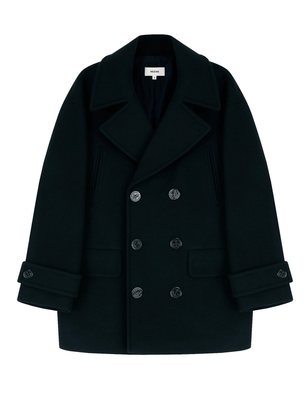 VIS A VIS Pea Coat Navy in Lana e Cashmere Blu Navy