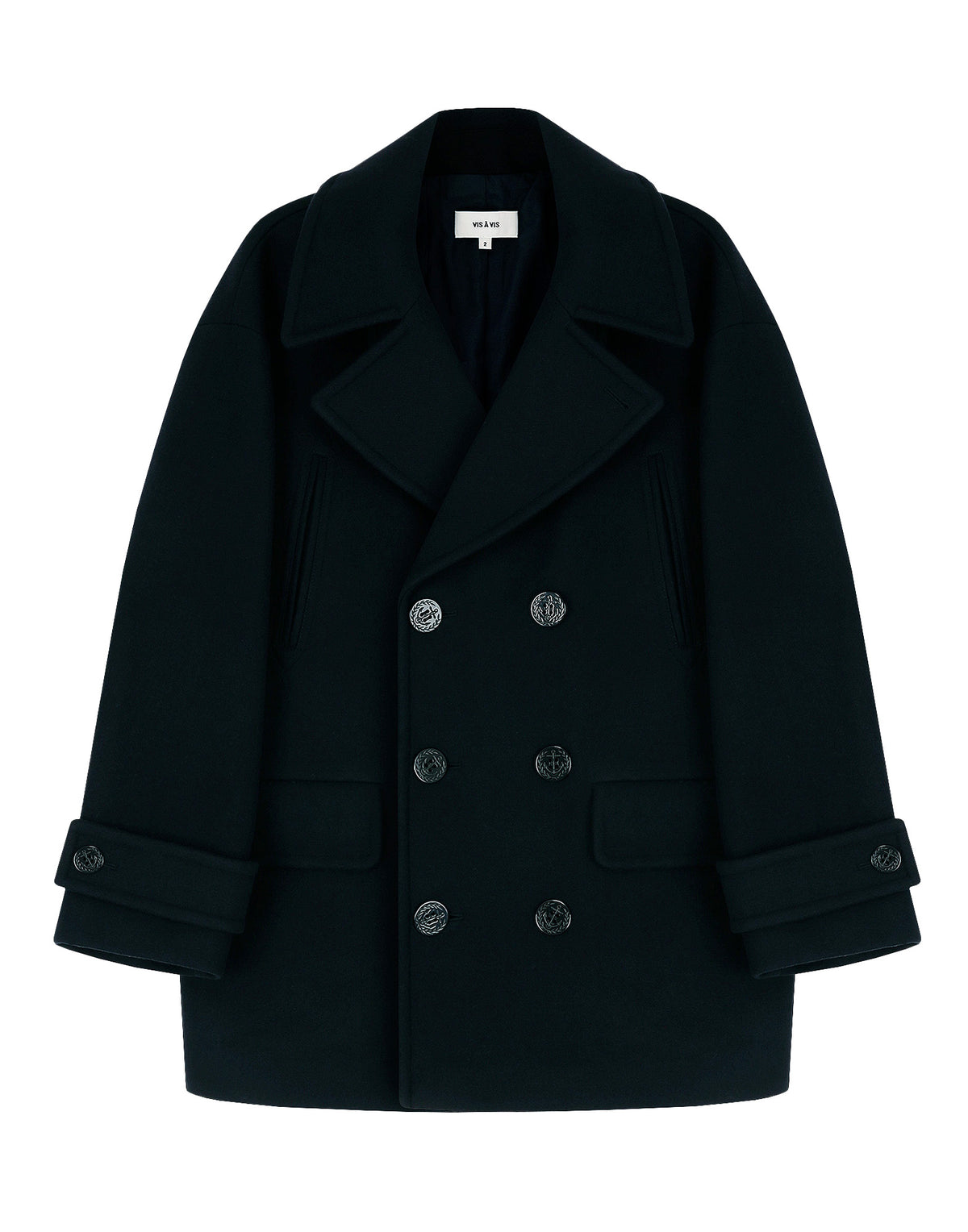 VIS A VIS Pea Coat Navy in Lana e Cashmere Blu Navy
