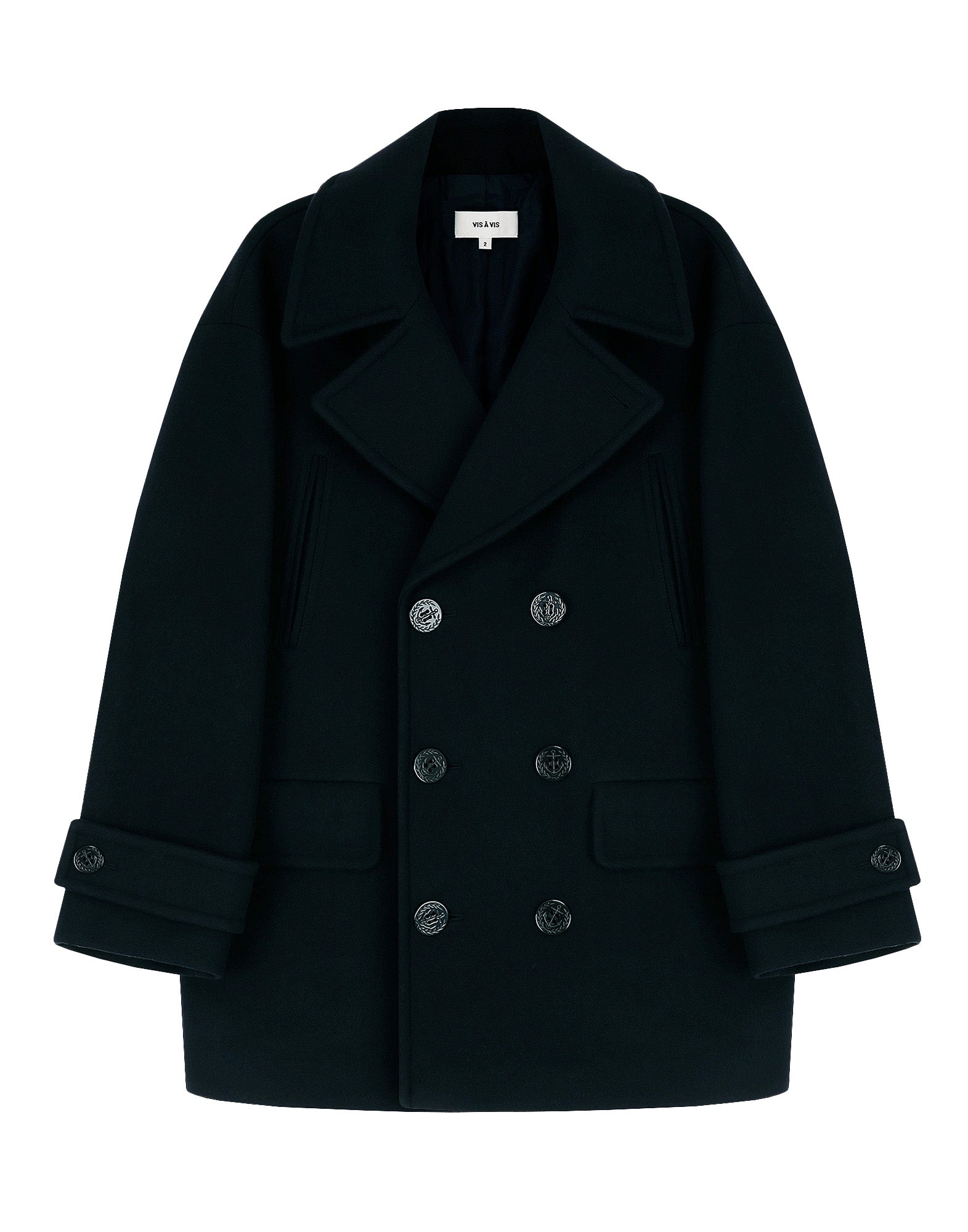 VIS A VIS Pea Coat Navy in Lana e Cashmere Blu Navy