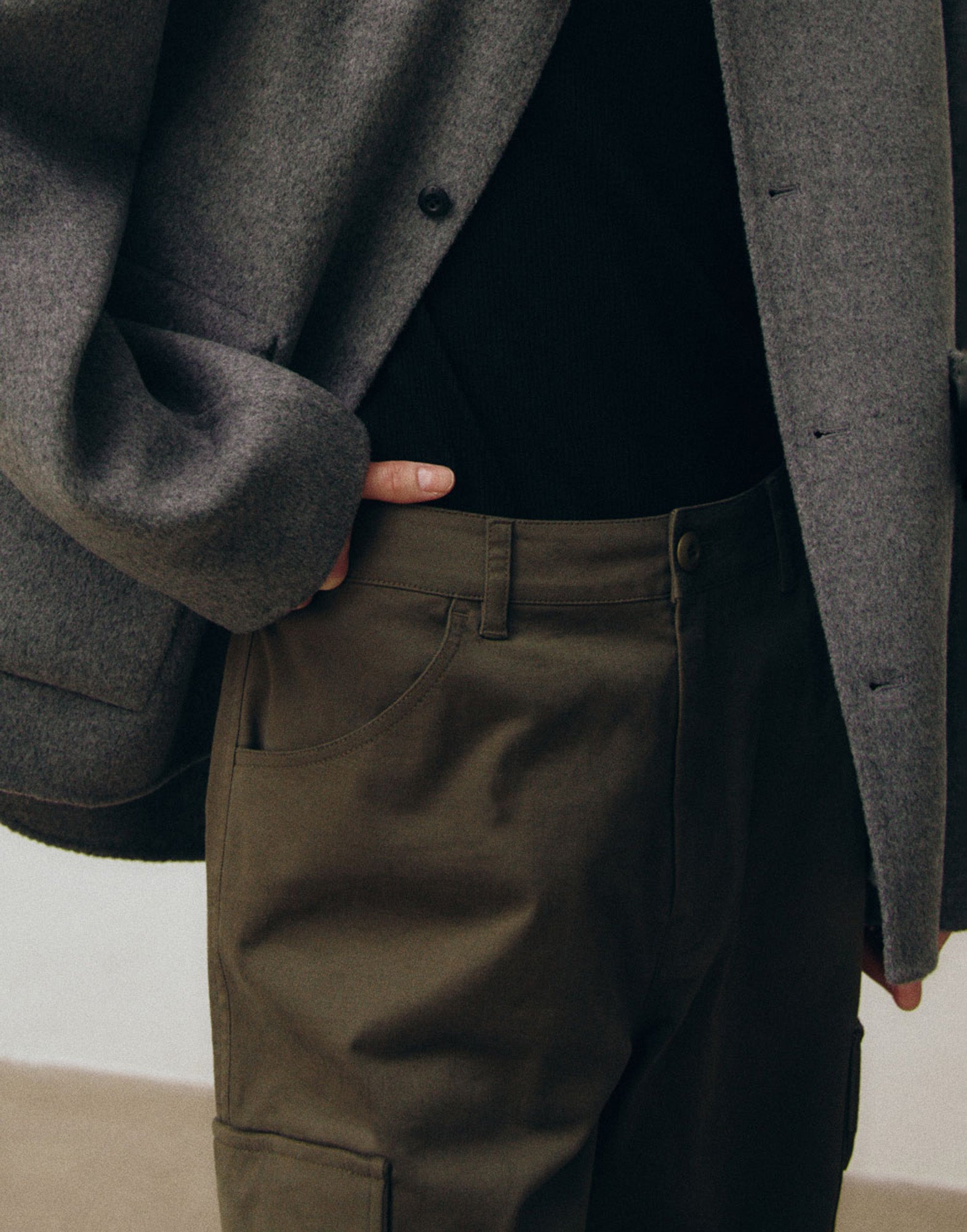 VIS A VIS Pantaloni Cargo New in Cotone Khaki