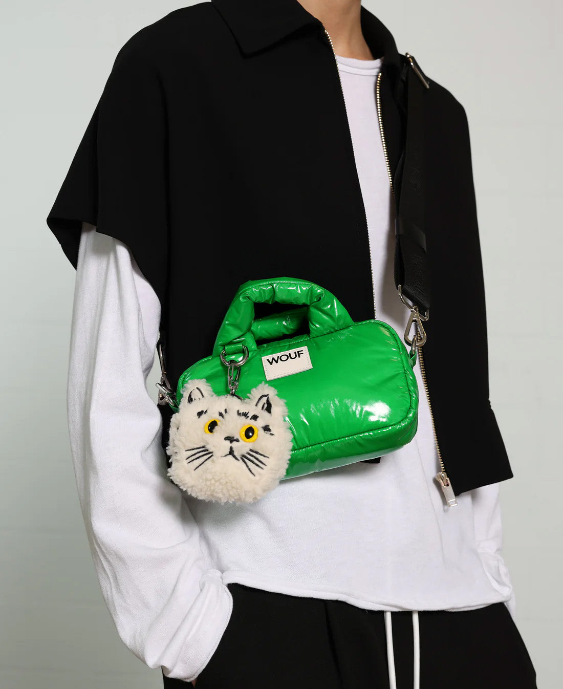 WOUF Luna Cat Charm in Tessuto Teddy Riciclato