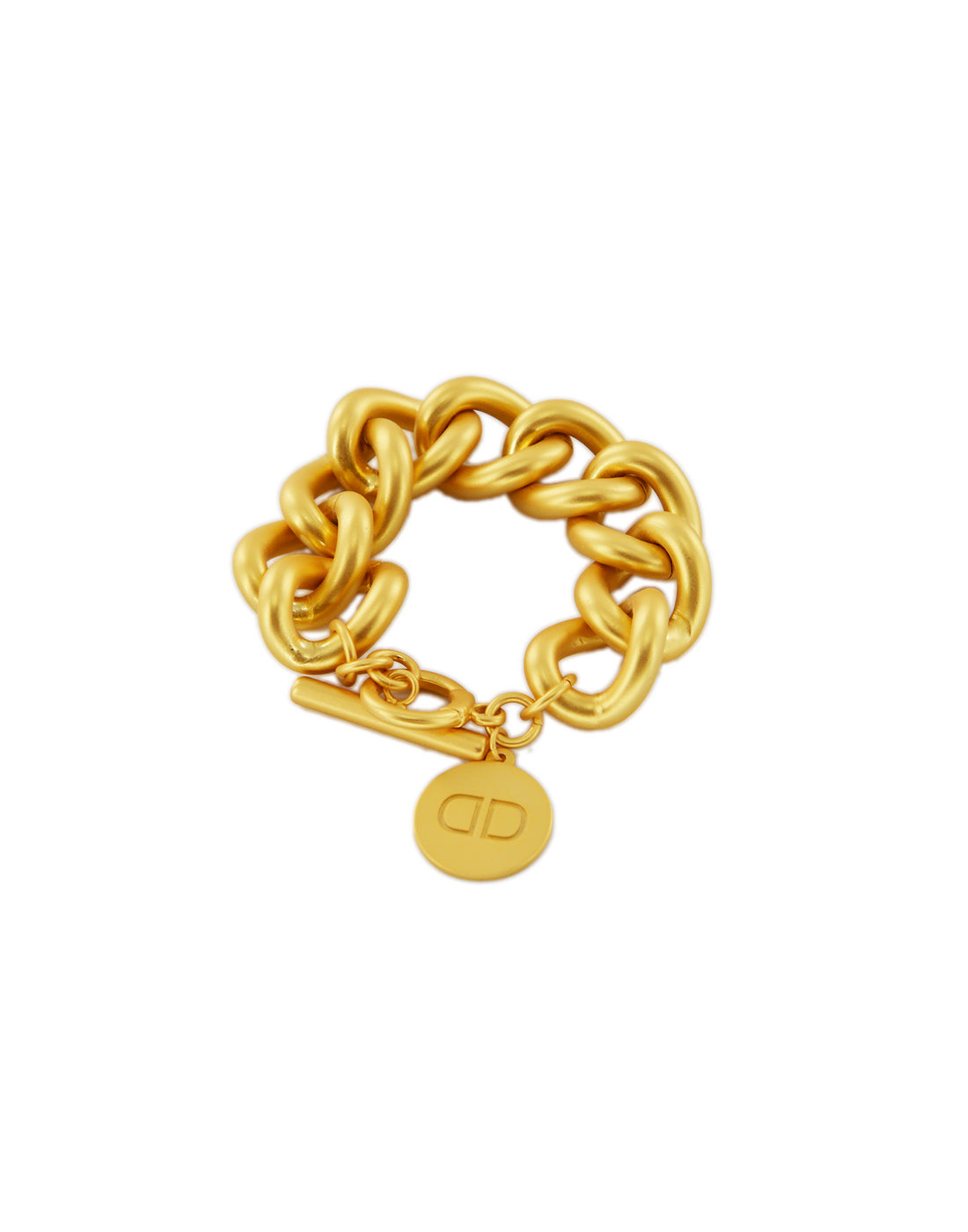 DOUUOD Bracciale a Catena Oro Satinato con Medaglietta