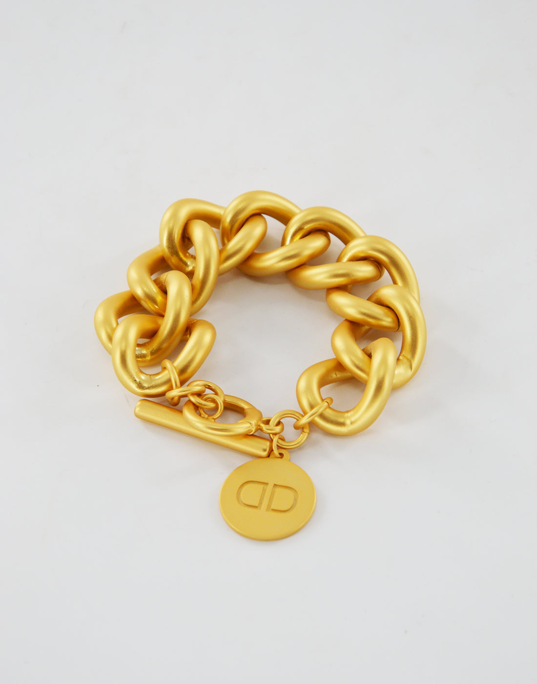 DOUUOD Bracciale a Catena Oro Satinato con Medaglietta