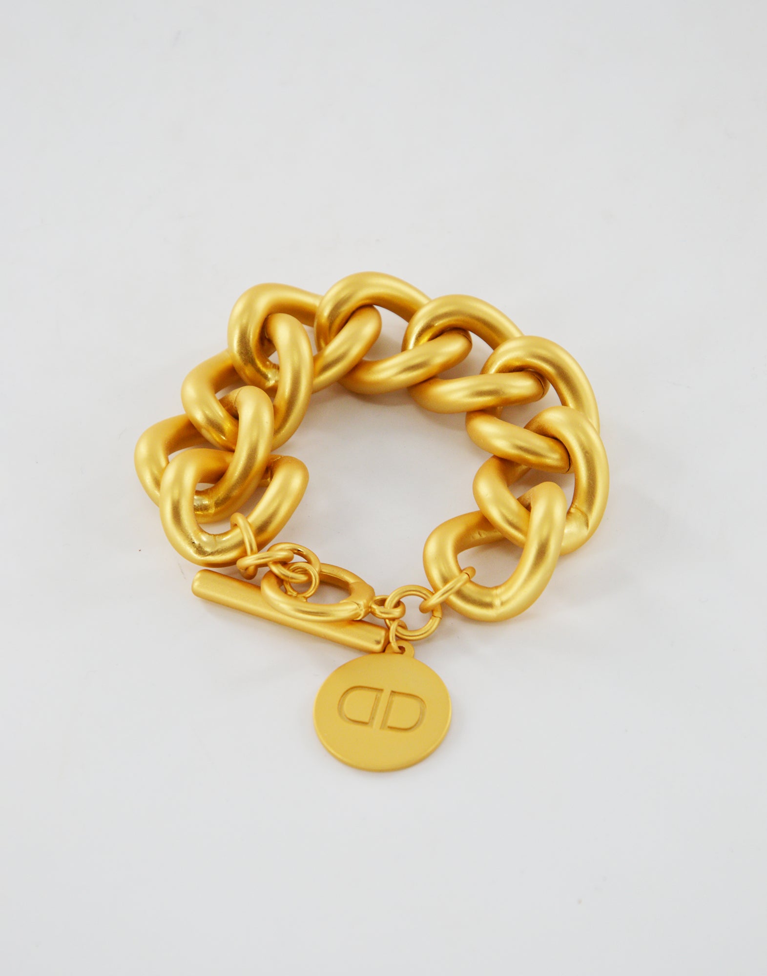 DOUUOD Bracciale a Catena Oro Satinato con Medaglietta