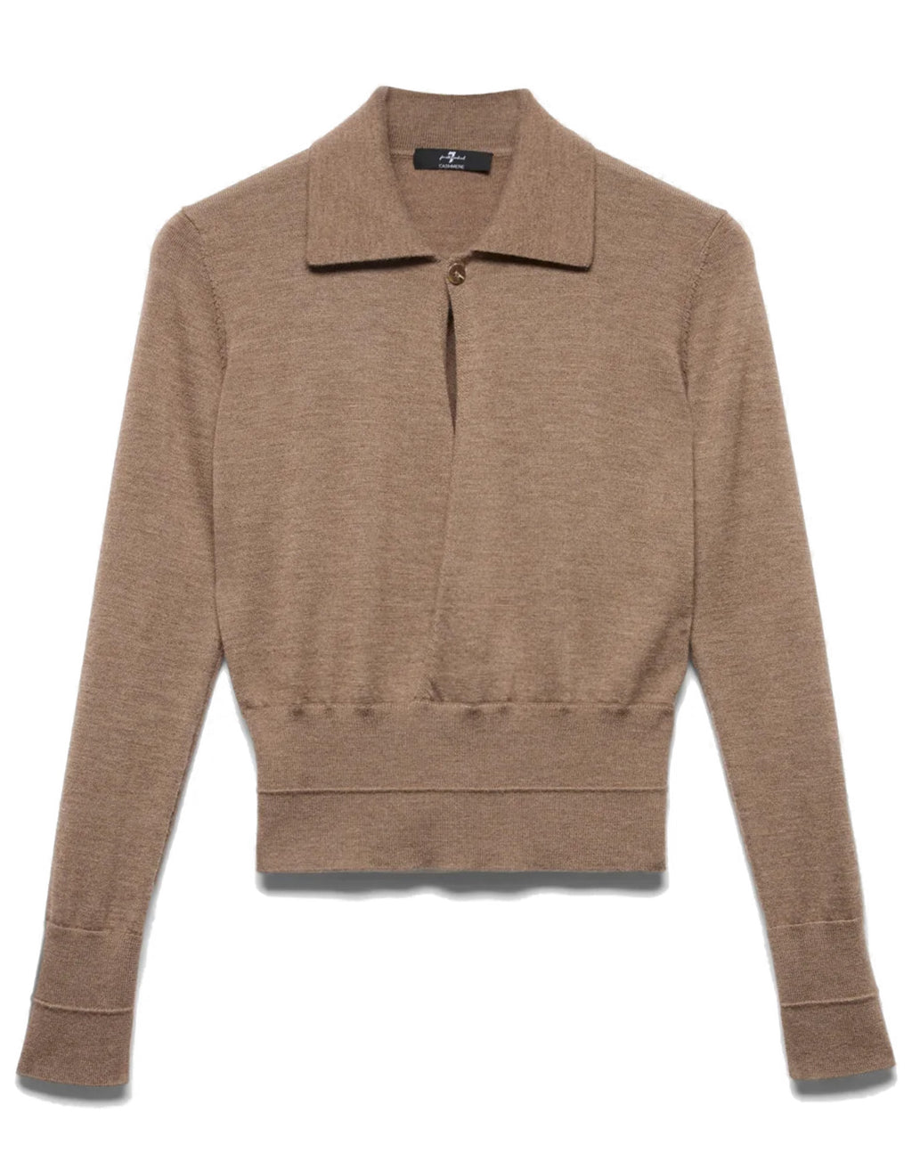 7 FOR ALL MANKIND Maglia Polo in Cashmere Sandcastle