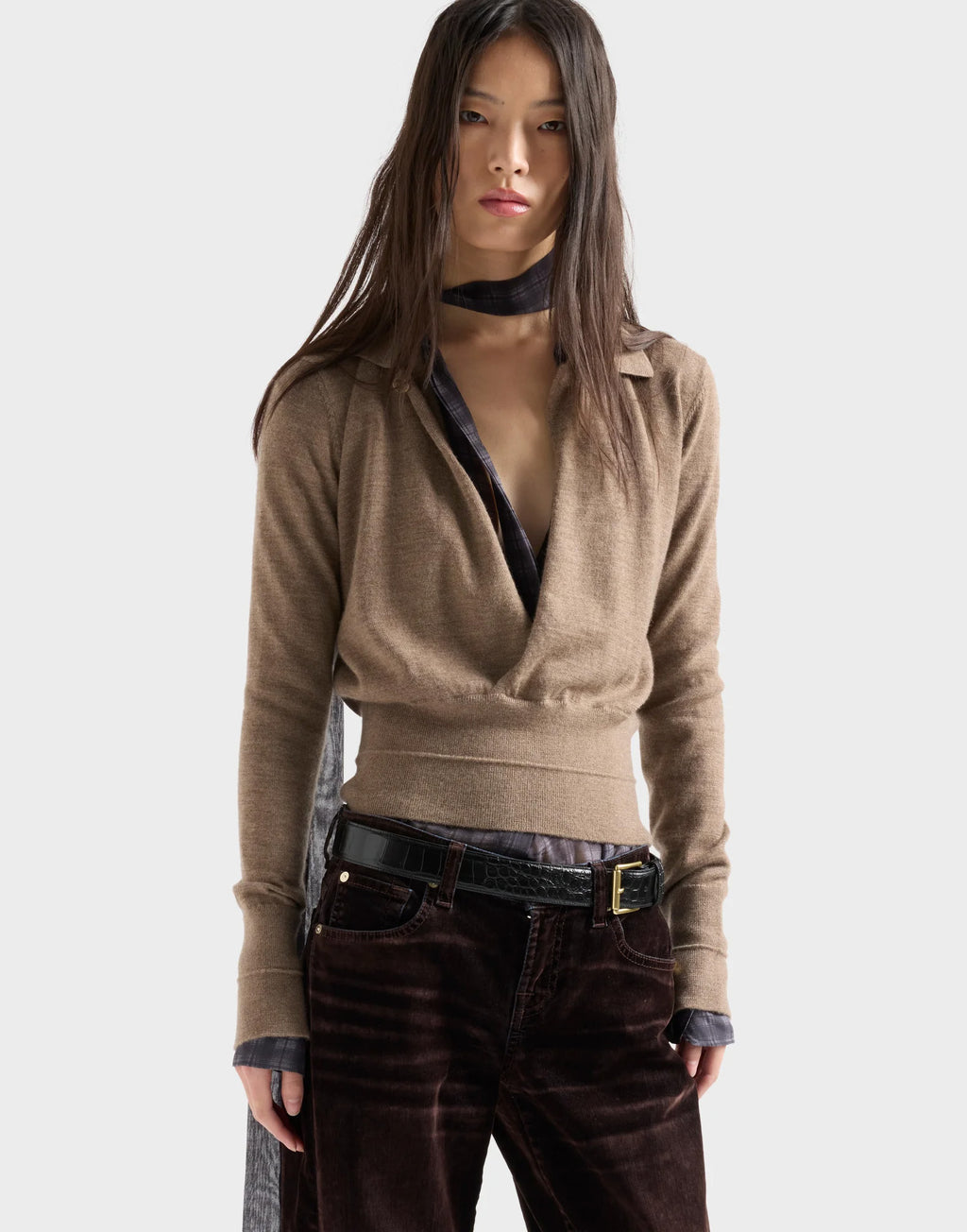 7 FOR ALL MANKIND Maglia Polo in Cashmere Sandcastle