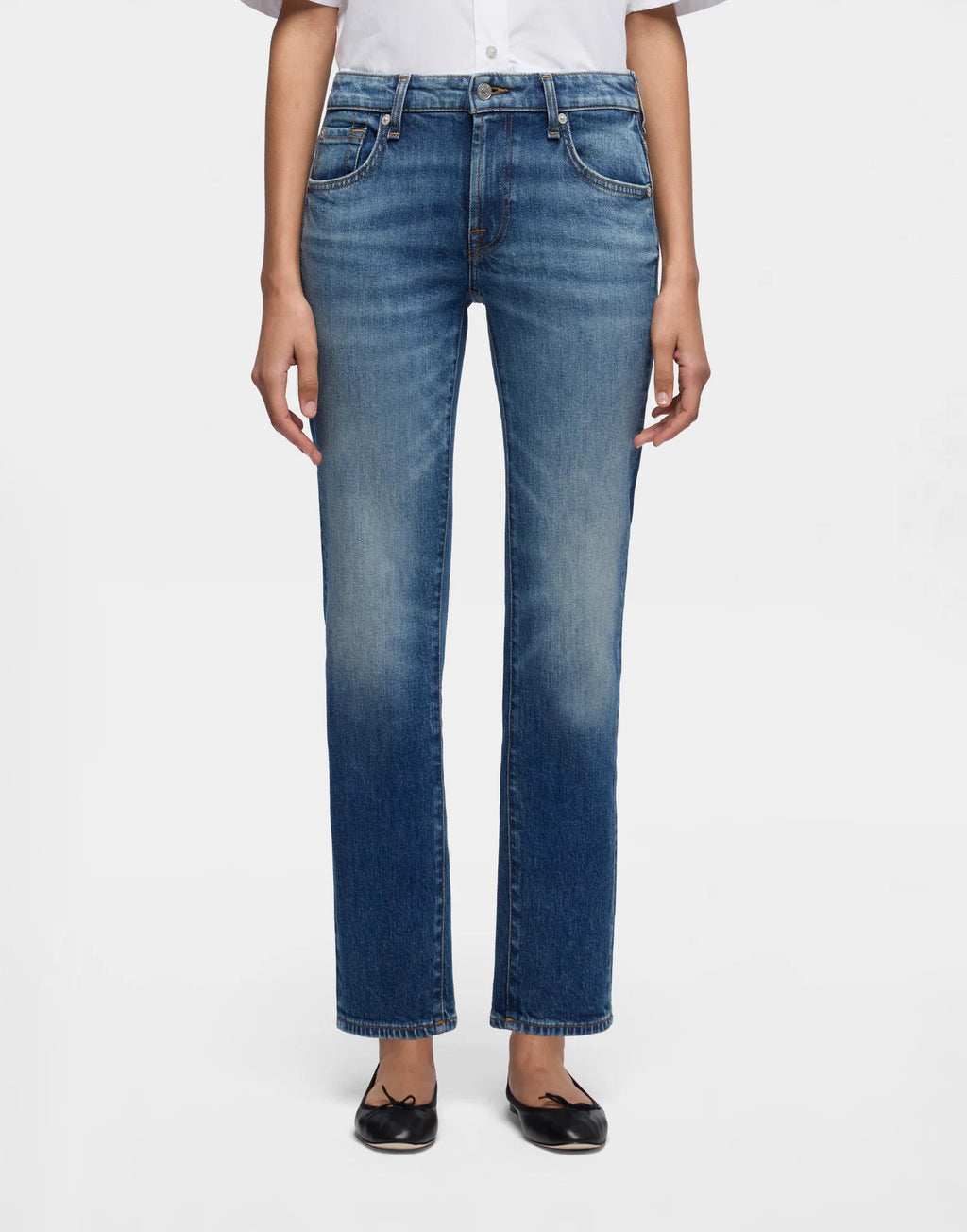 7 FOR ALL MANKIND Jeans Low Cigarette a Vita Bassa in Denim Blue Core
