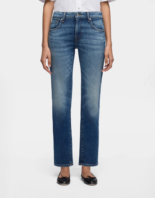7 FOR ALL MANKIND Jeans Low Cigarette a Vita Bassa in Denim Blue Core