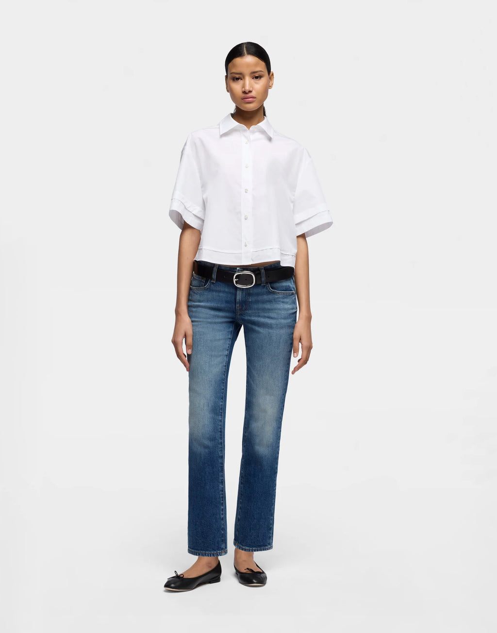 7 FOR ALL MANKIND Jeans Low Cigarette a Vita Bassa in Denim Blue Core