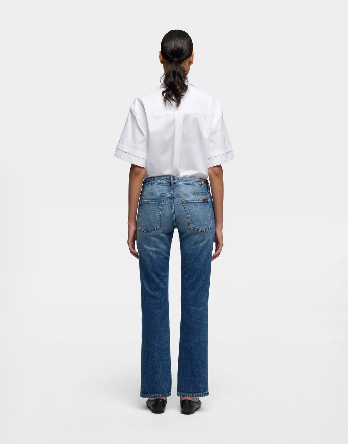 7 FOR ALL MANKIND Jeans Low Cigarette a Vita Bassa in Denim Blue Core