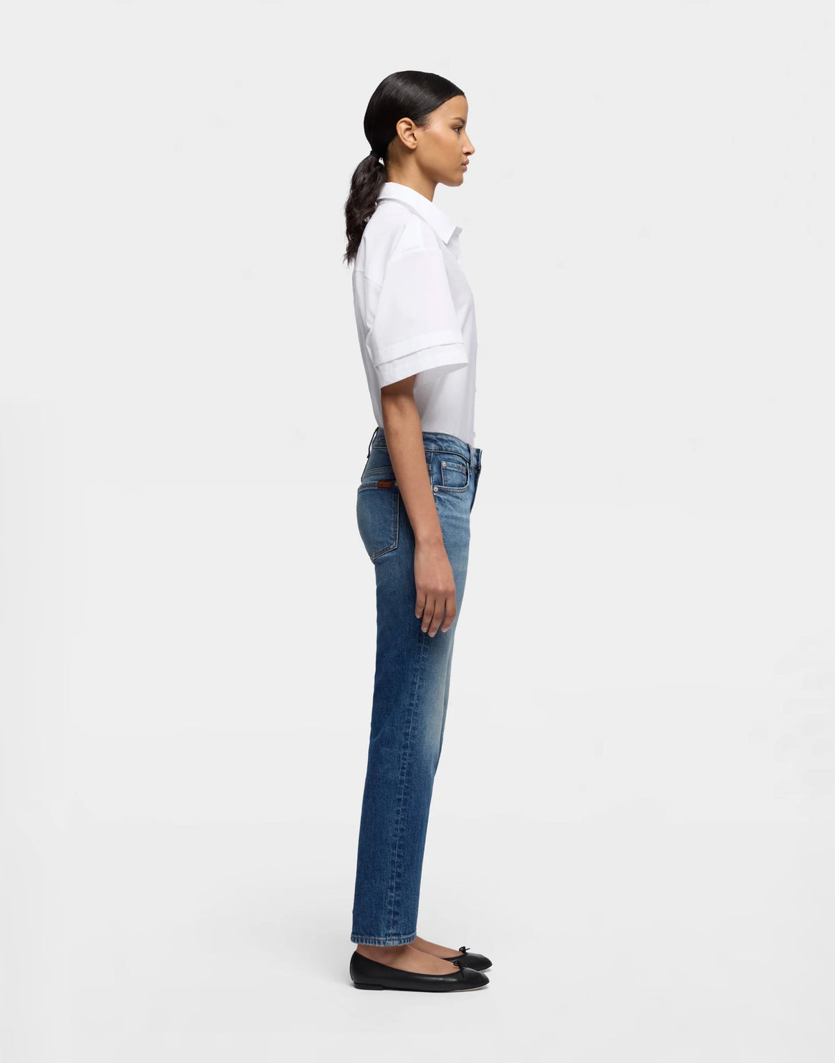 7 FOR ALL MANKIND Jeans Low Cigarette a Vita Bassa in Denim Blue Core