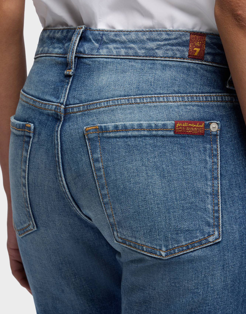 7 FOR ALL MANKIND Jeans Low Cigarette a Vita Bassa in Denim Blue Core