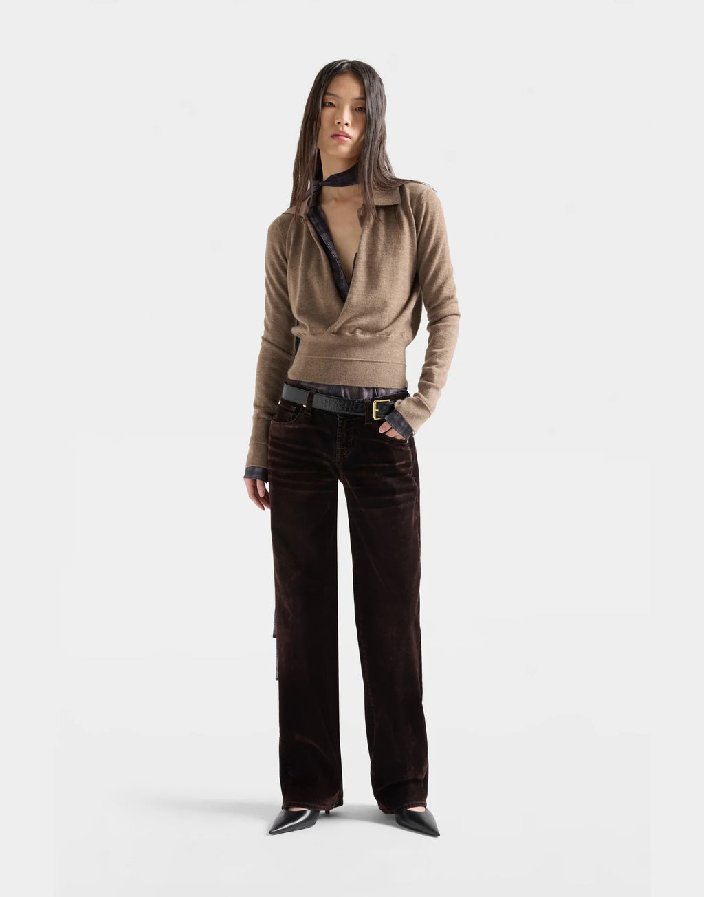 7 FOR ALL MANKIND Jeans Low Straight a Vita Bassa in Flock Denim Brown