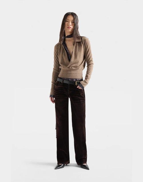 7 FOR ALL MANKIND Jeans Low Straight a Vita Bassa in Flock Denim Brown