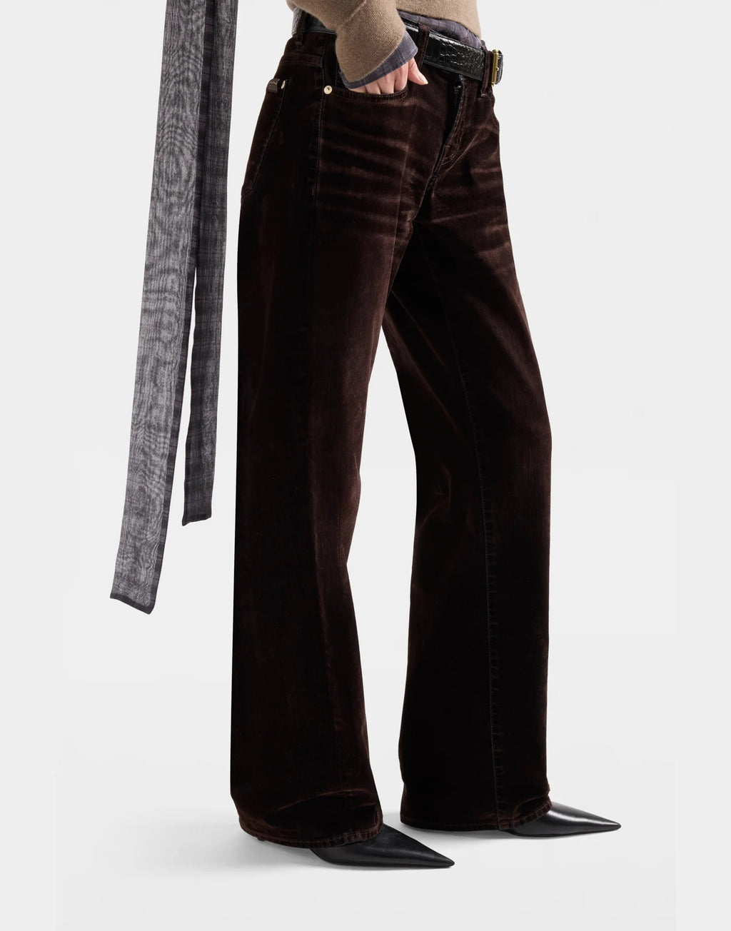 7 FOR ALL MANKIND Jeans Low Straight a Vita Bassa in Flock Denim Brown
