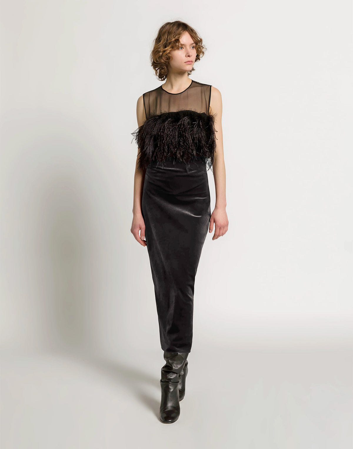 ALBERTA FERRETTI Jupe midi en velours noir