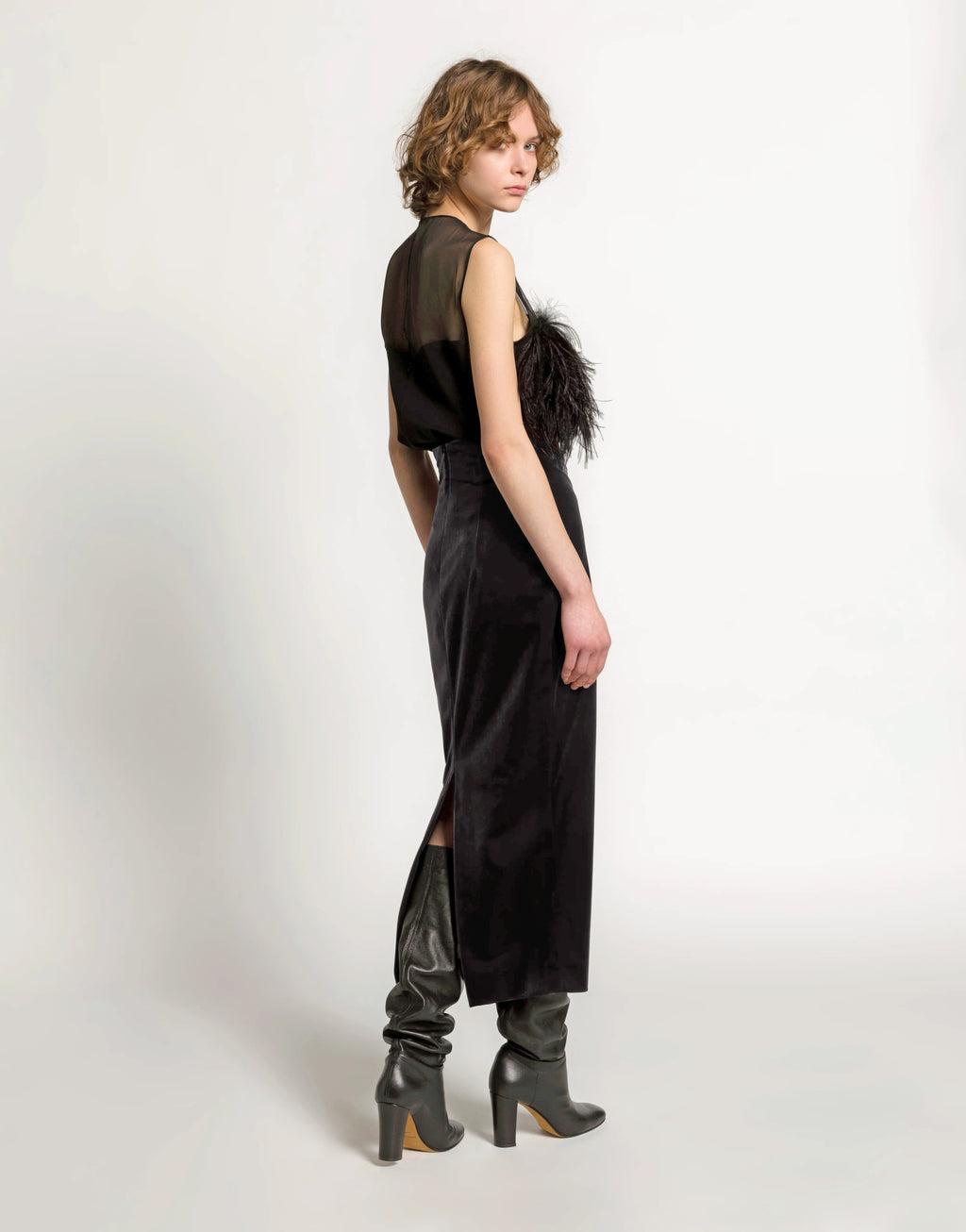 ALBERTA FERRETTI Gonna Midi in Velluto Nero