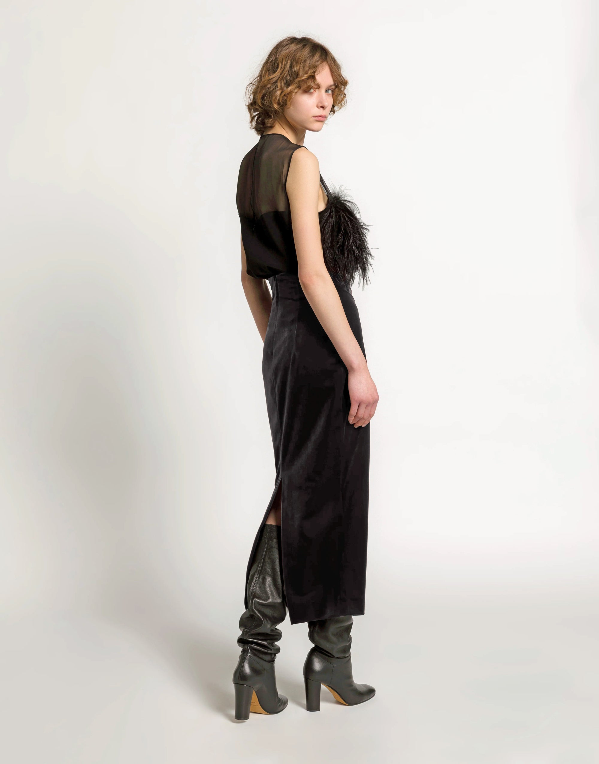 ALBERTA FERRETTI Gonna Midi in Velluto Nero