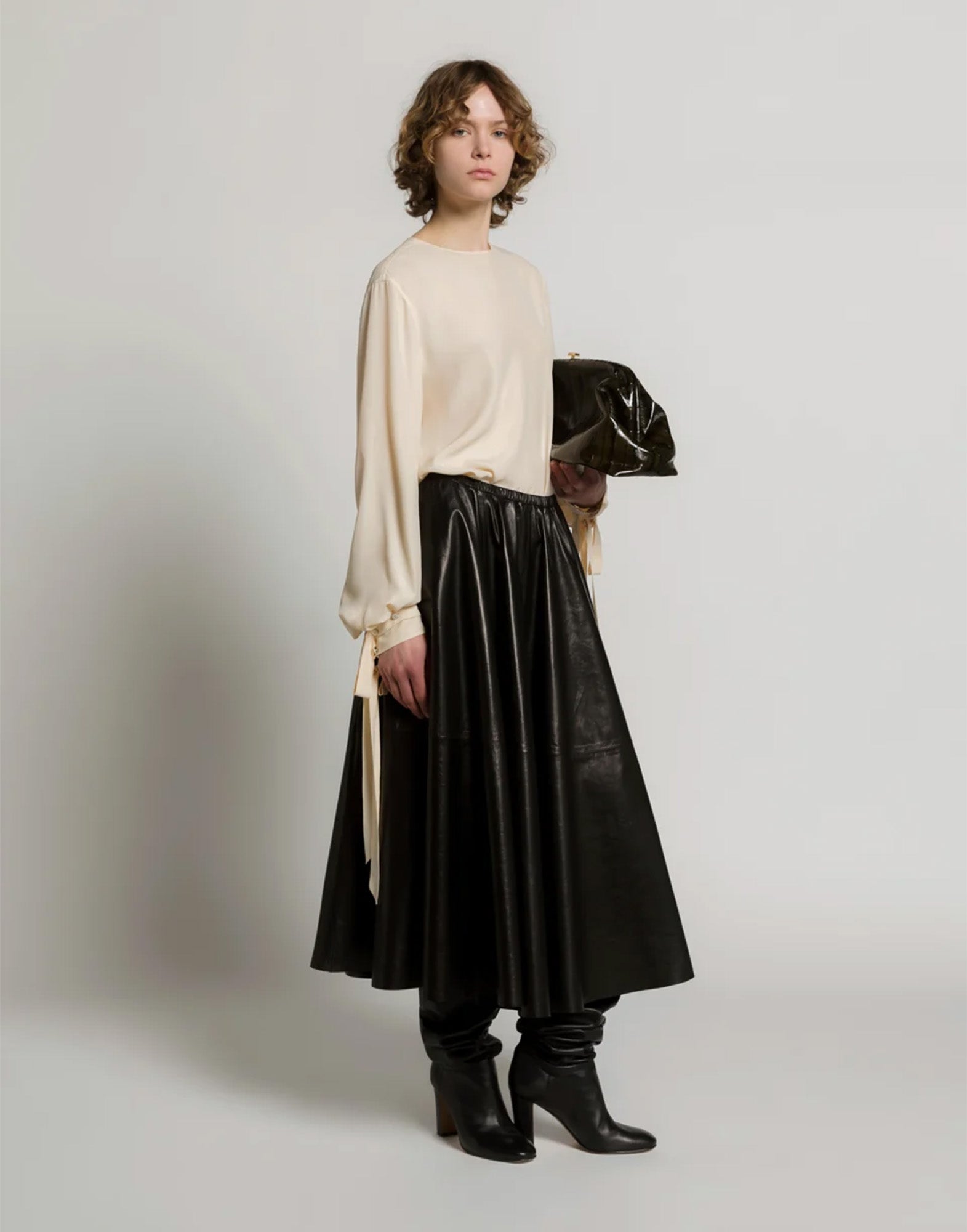 ALBERTA FERRETTI Casacca in Crêpe de Chine con Lacci Avorio