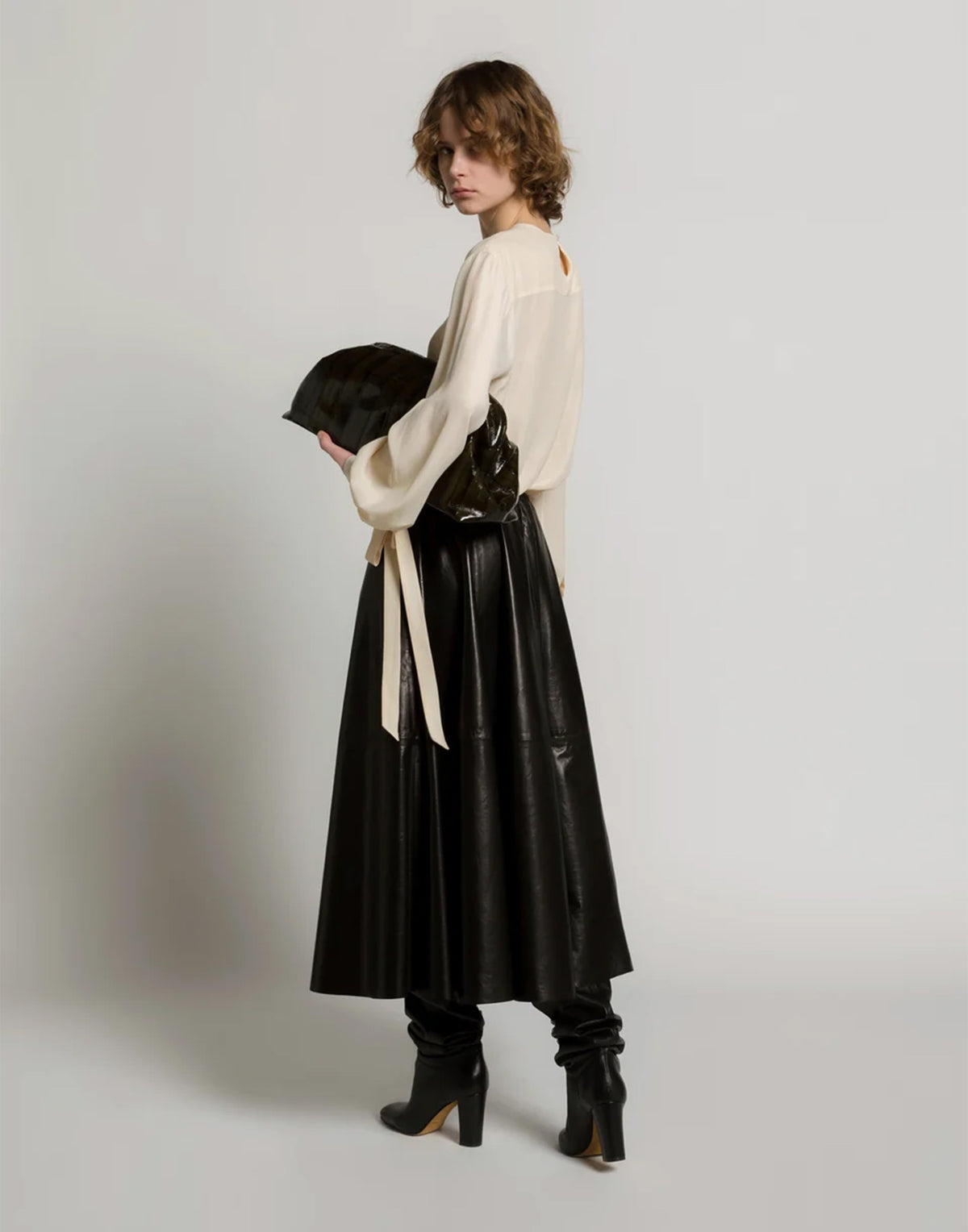ALBERTA FERRETTI Casacca in Crêpe de Chine con Lacci Avorio