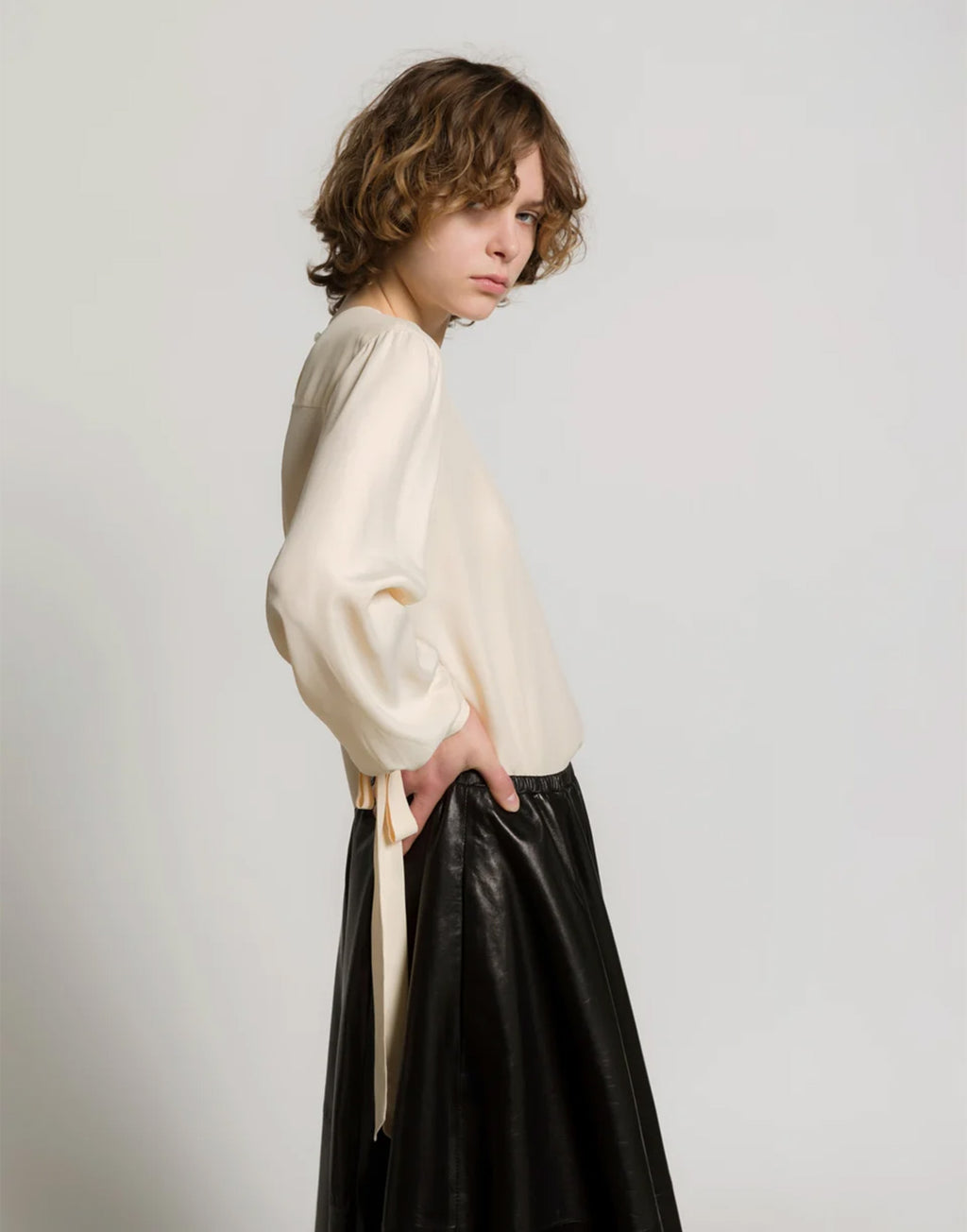 ALBERTA FERRETTI Casacca in Crêpe de Chine con Lacci Avorio
