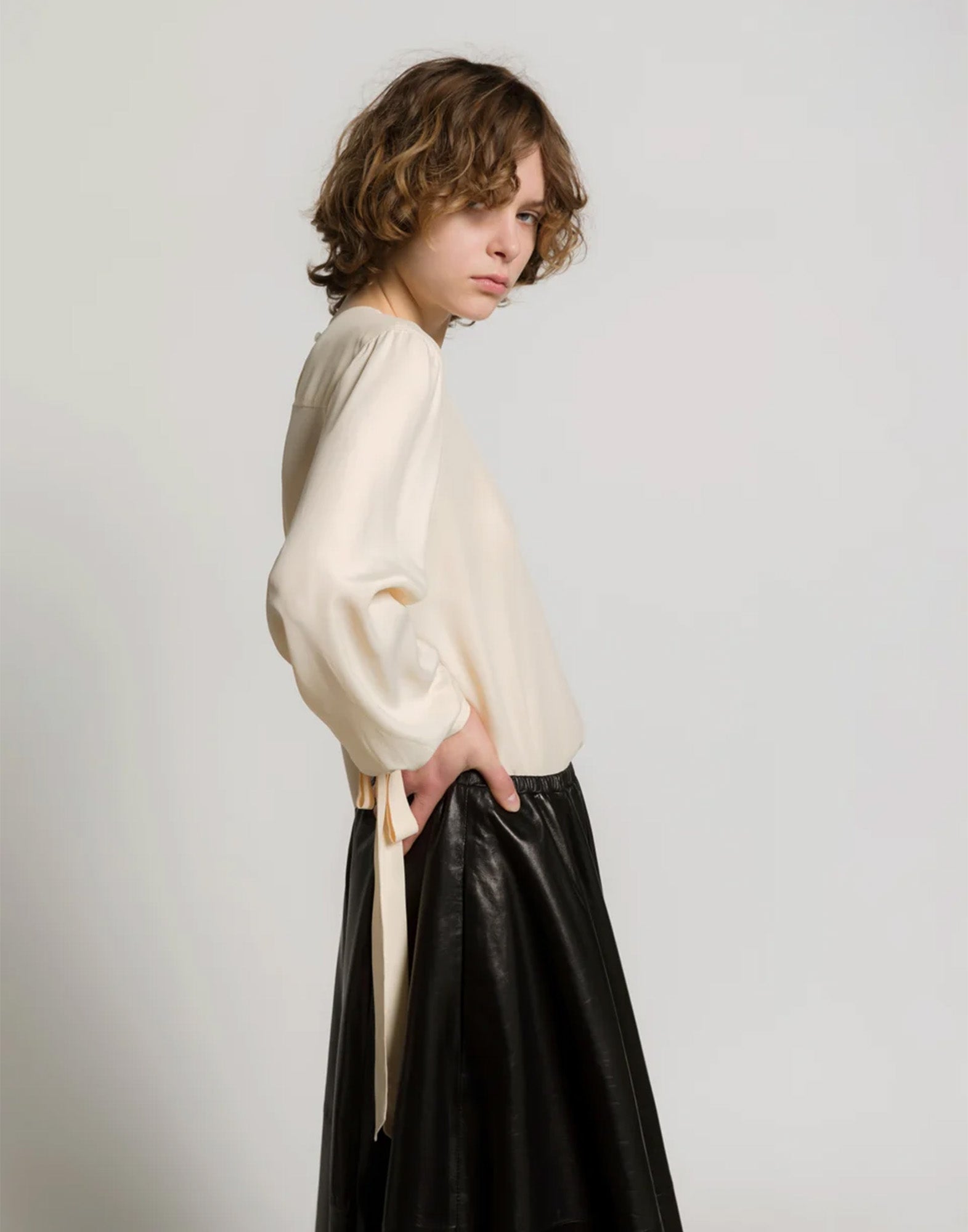 ALBERTA FERRETTI Casacca in Crêpe de Chine con Lacci Avorio
