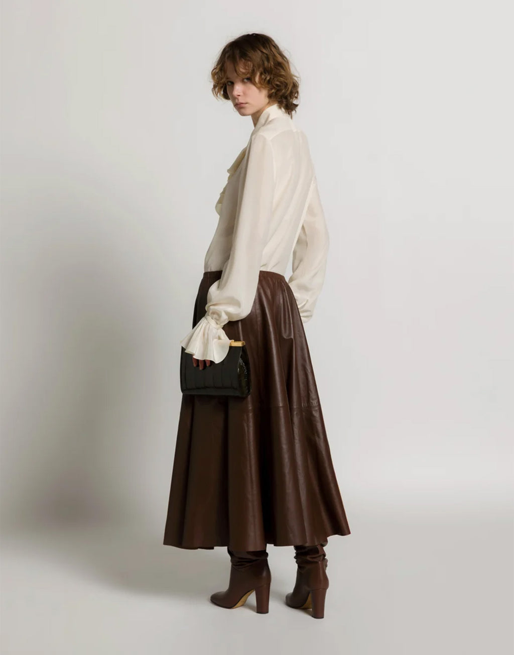 ALBERTA FERRETTI Camicia in Crêpe de Chine con Rouches