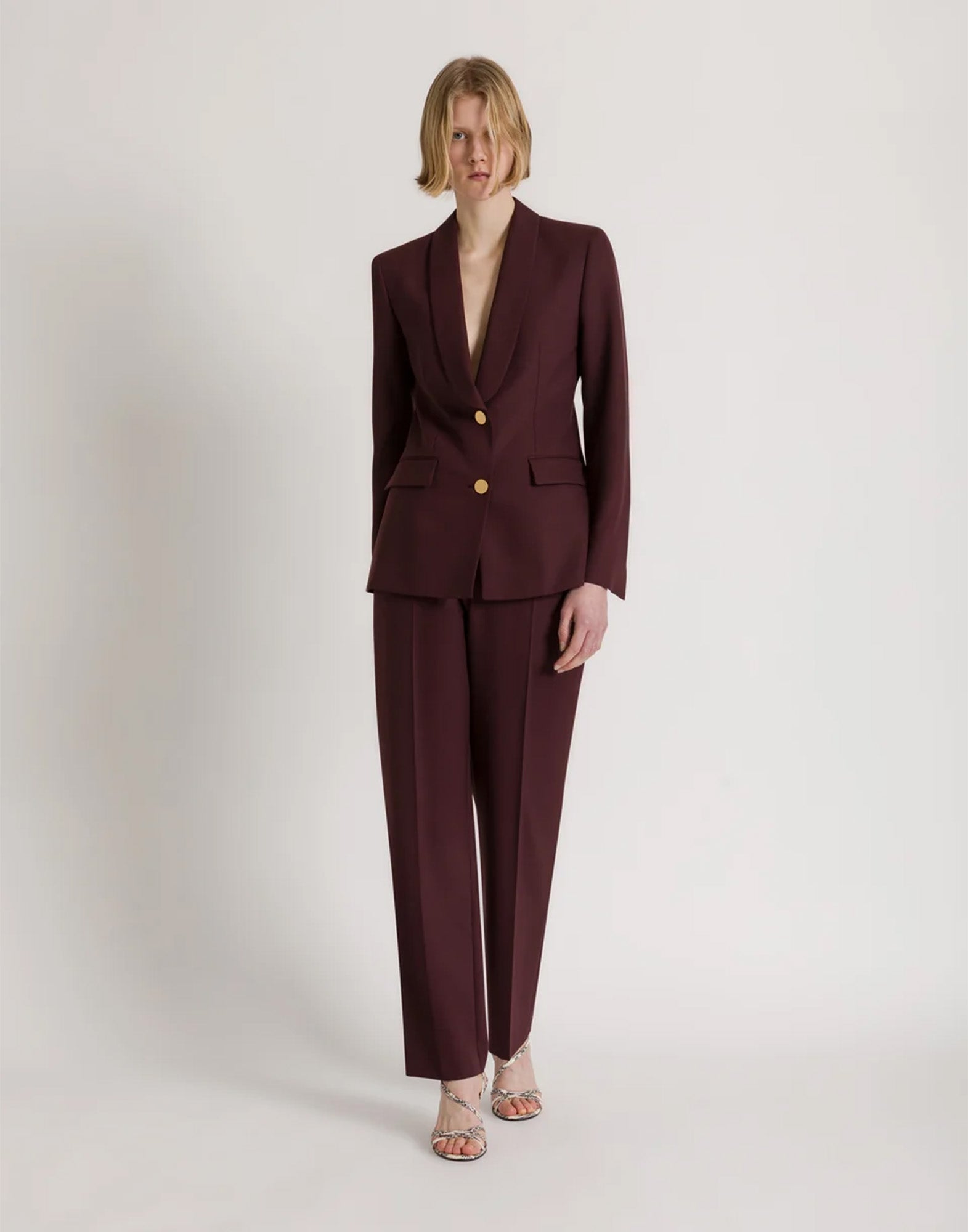 ALBERTA FERRETTI Pantaloni Classici a Gamba Dritta Bordeaux