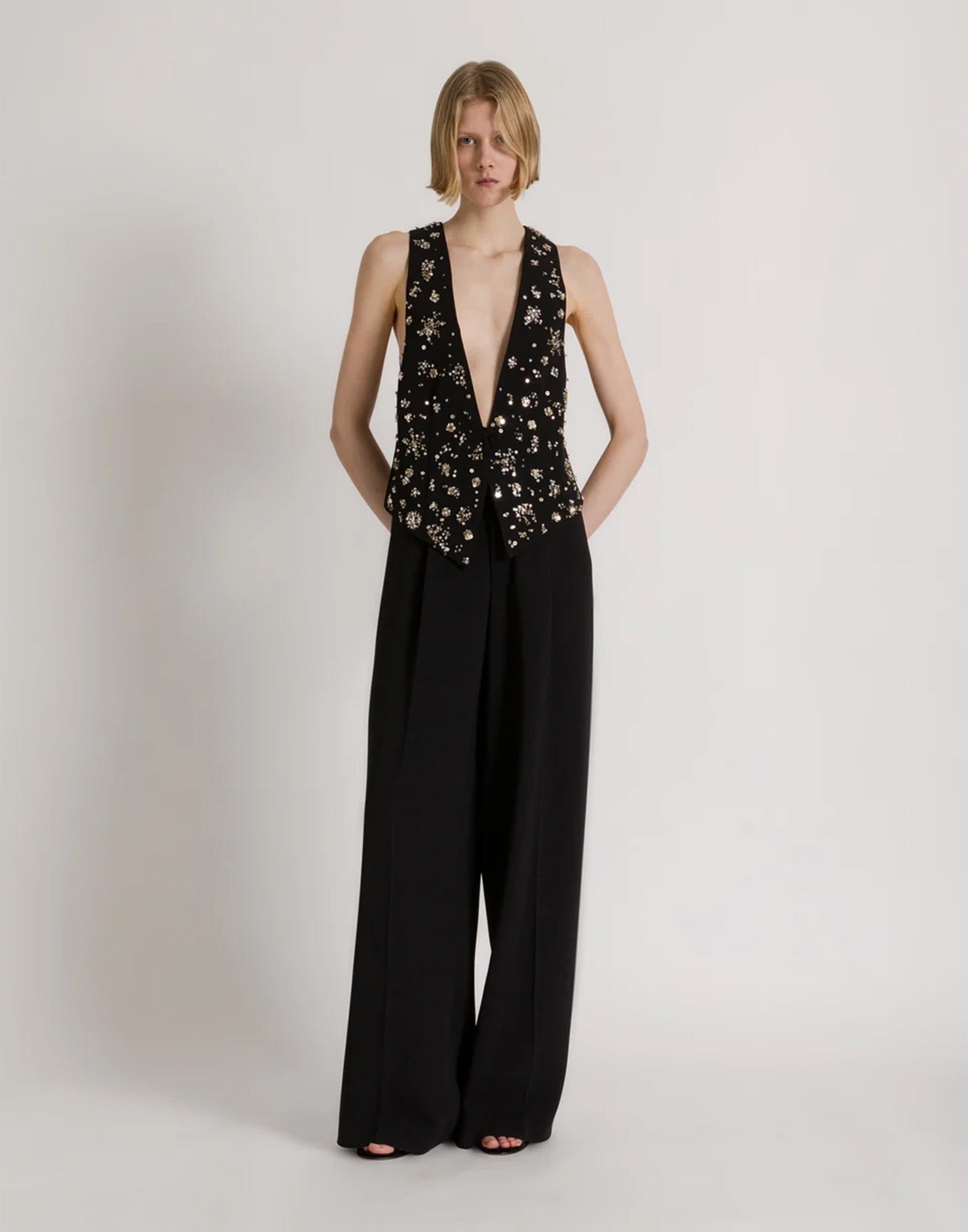 ALBERTA FERRETTI Pantaloni Eleganti a Gamba Larga Neri