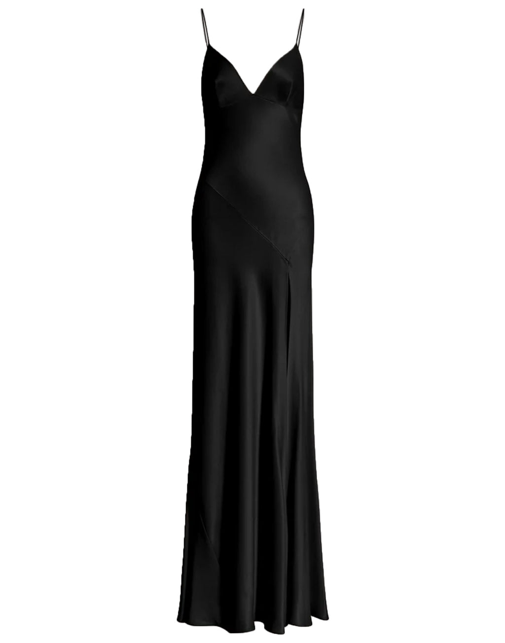 ALBERTA FERRETTI Abito Lungo con Spacco e Spalline Sottili Nero