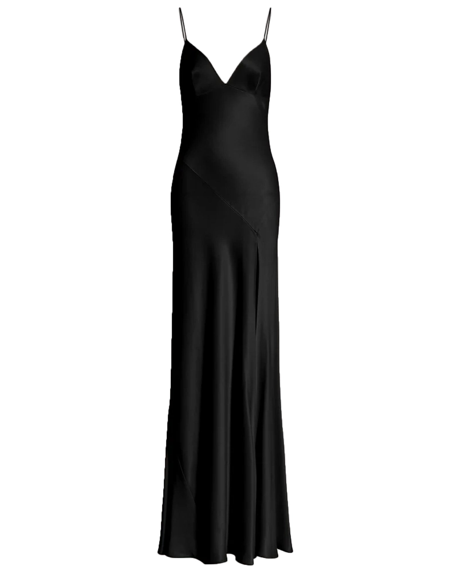 ALBERTA FERRETTI Abito Lungo con Spacco e Spalline Sottili Nero