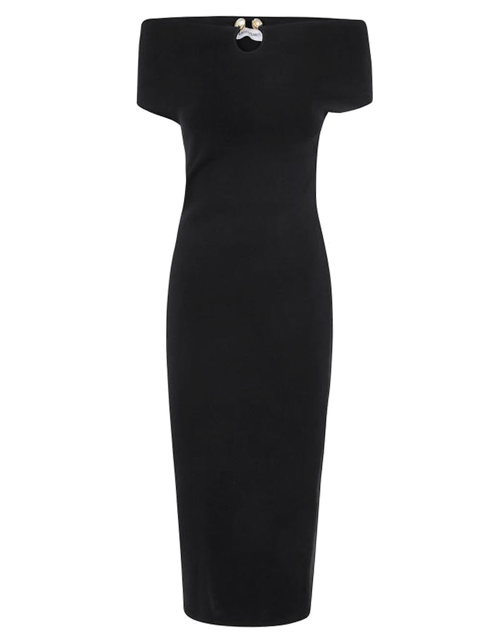 ALBERTA FERRETTI Abito Midi con Spalle Scoperte e Dettaglio Gioiello Nero