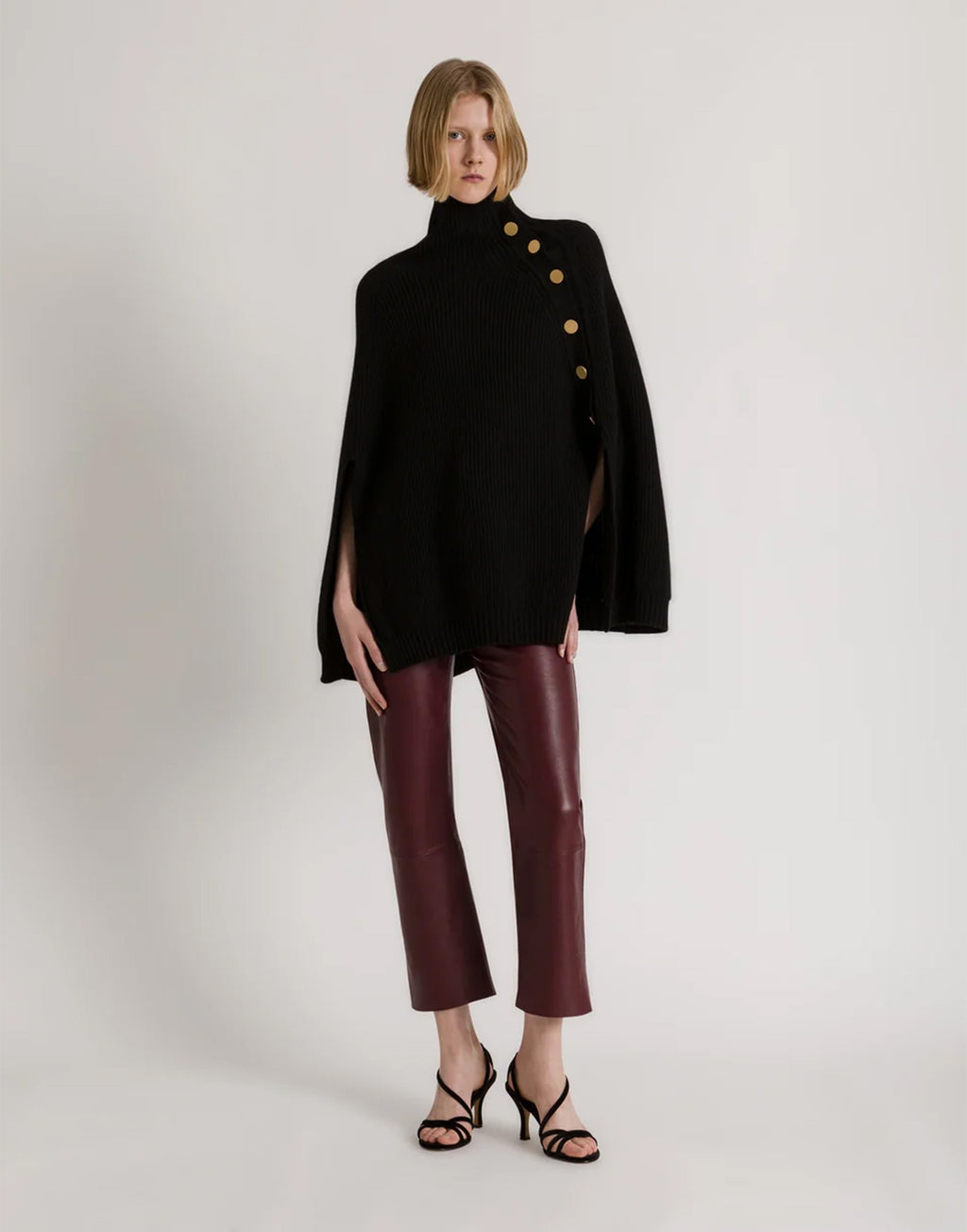 ALBERTA FERRETTI Maglia a Mantella in Lana, Seta e Cashmere Nera